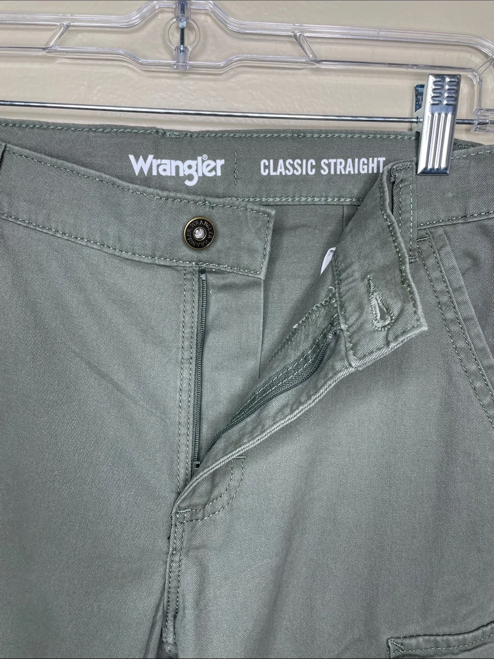 WRANGLER Boys Green Cargo Pants Adjustable Waist NWT 14 Regular